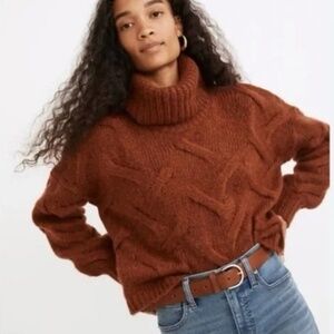 MADEWELL/"Somervell"Modern Cable Sweater/Cinnabar